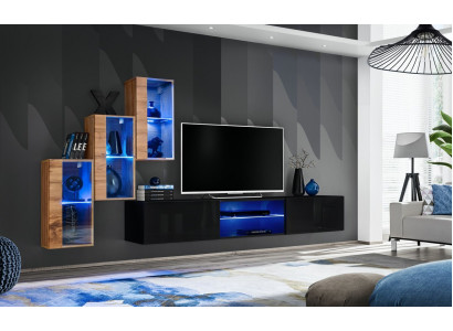 Woonkamermeubels Nieuwe wandmeubel 210 cm 3x wandkast inrichting luxe wandplanken Woonkamermeubels Nieuw wandmeubel 210 cm 3x wandkast luxe wandplanken